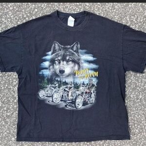 Vtg 2008 Sturgis Born to Roam Wolf Biker T-Shirt XL Tennessee River Graphic Tee